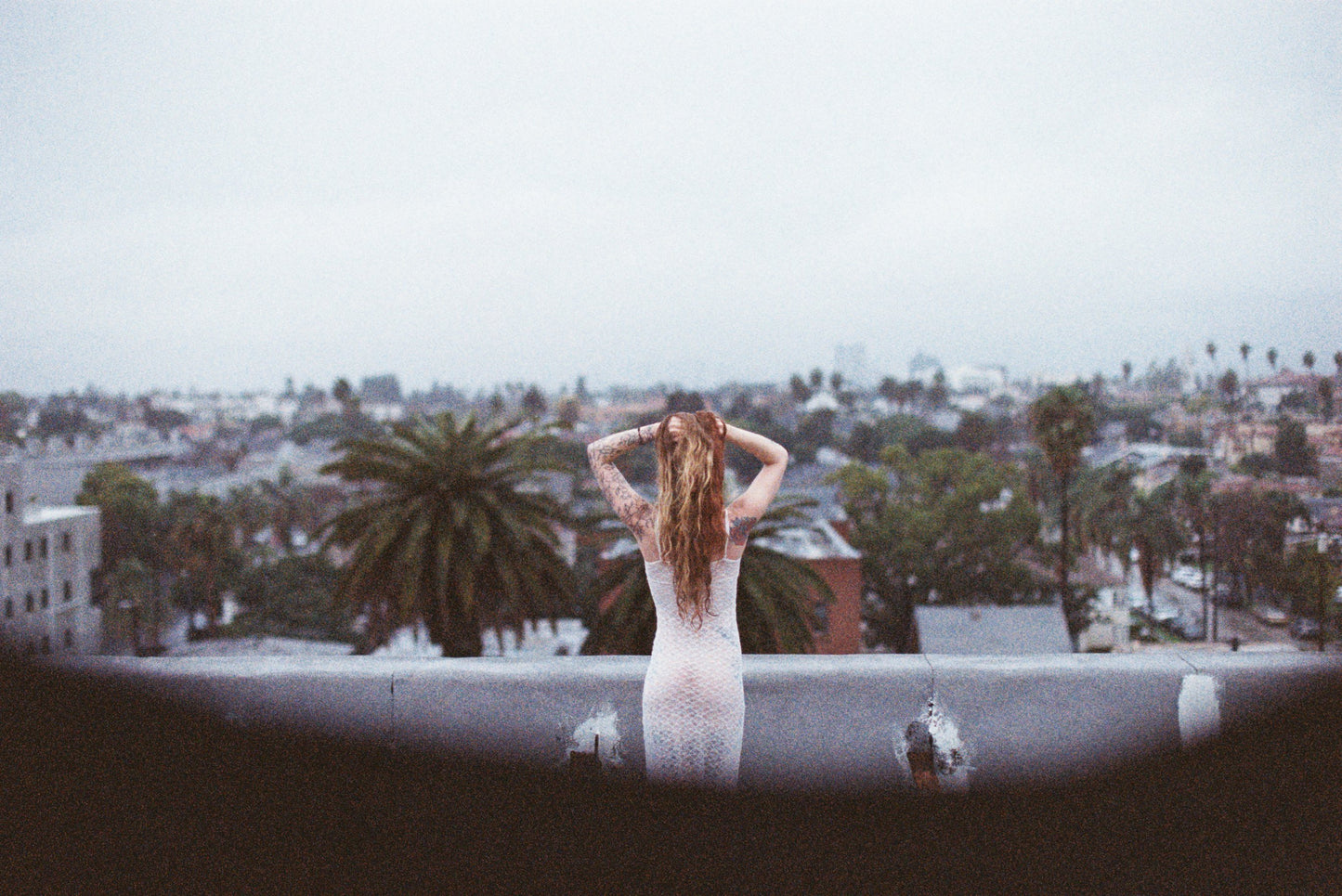 Rainy Rooftop Self Portrait Film Print