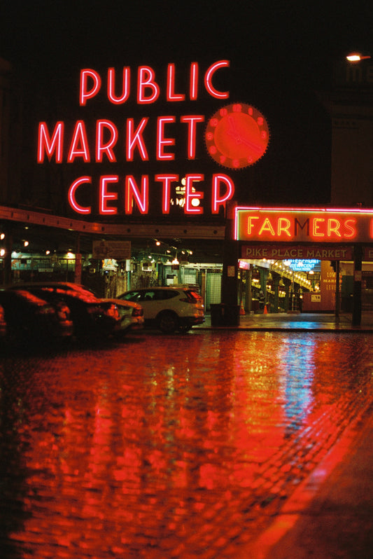 Public Market Center At Night Film Print