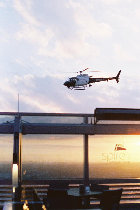 Helicopter Over Downtown Los Angeles Film Print
