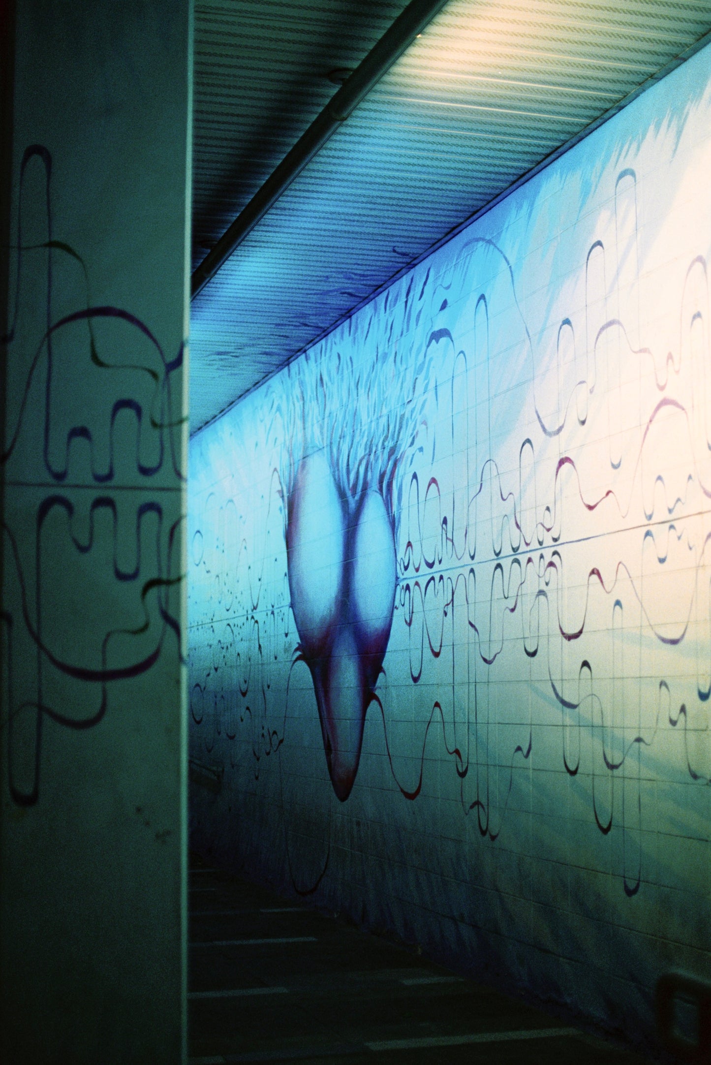 Moody Blue Graffiti Subway Film Print